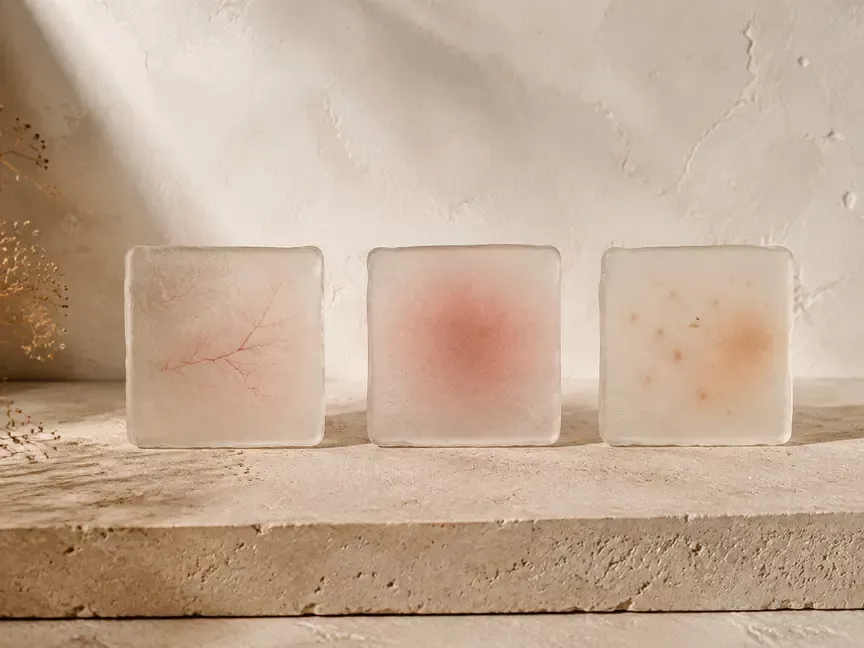 Conceptual comparison of visible capillaries, diffuse facial redness and brown pigmentation